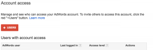 Google Adwords Account Access Interface
